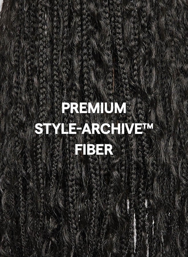 GORGIUS Goddess Braided Headband Wig with Curly Hair Black Synthetic Box Braid Wig with Head Band Attached Knotless Ready to Go Glueless Braiding Hair Wig For Women - Image 4